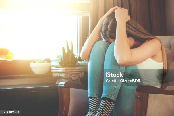 Late Depressed Woman Stock Photo - Download Image Now - Terrified, Dizzy, Illness