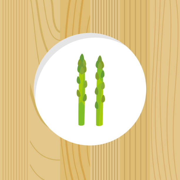 野菜 - アスパラガスと木枠 - asparagus vegetable white background freshness点のイラスト素材／クリップアート素材／マンガ素材／アイコン素材