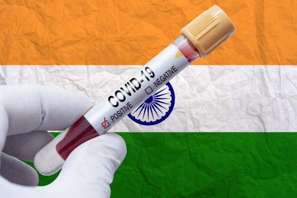 coronavirus konzept mit indien-flagge - color image photography nobody studio shot stock-fotos und bilder