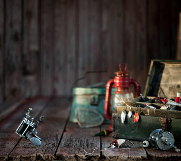 istock Vintage Fishing Tackle Background 1214394079