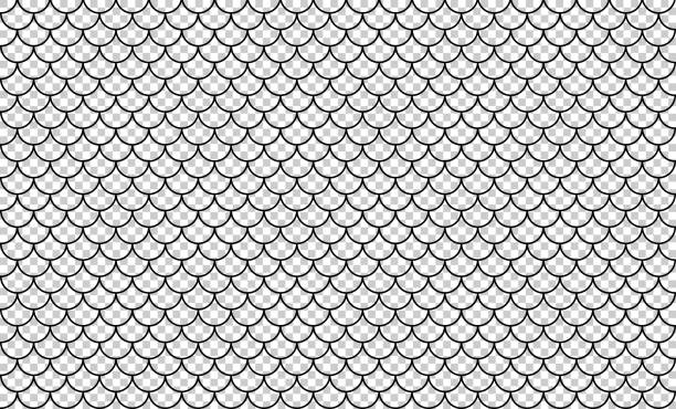 linie kunst von fisch skala muster isoliert auf transparentem hintergrund, fliesen-muster-linie, meerjungfrau schwanz muster gitter für dekoration - pattern japanese culture characters black stock-grafiken, -clipart, -cartoons und -symbole