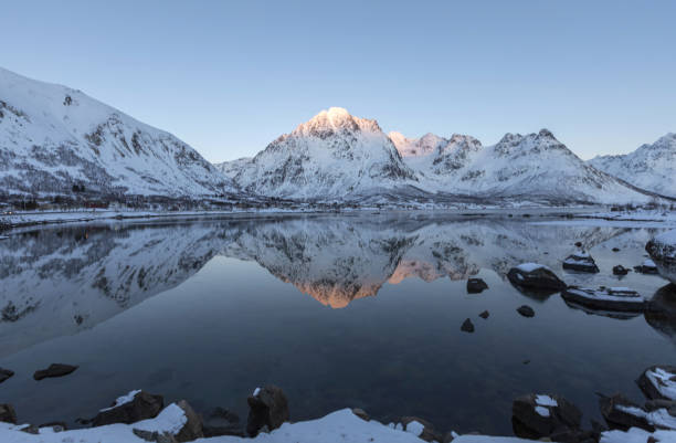 istock snow mountain refelcted in lake Norway 1214396892