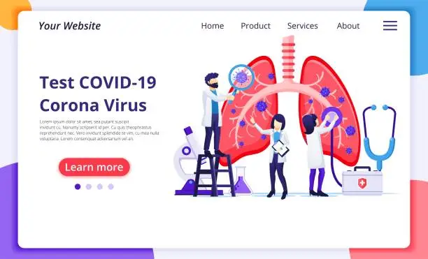 Vector illustration of Pulmonology concept, doctors check human lungs for infections or problems by Covid-19 Corona virus. Modern flat web page design for website and mobile website development. Vector illustration