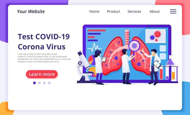 Vector illustration of Pulmonology concept, doctors analyzing human lungs for infections or problems by Covid-19 Corona virus. Modern flat web page design for website and mobile website development.  Vector illustration