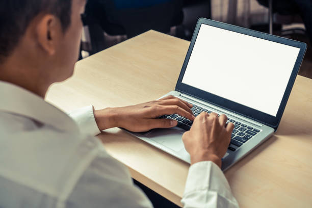 istock Business person worker uses a laptop computer. 1214405526