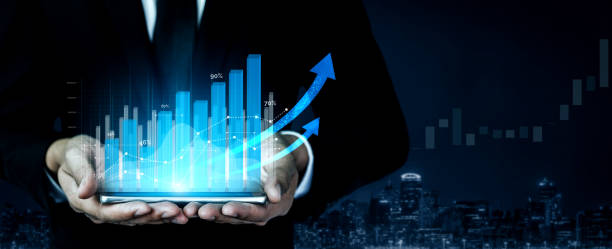 istock Double Exposure Image of Business Profit Growth 1214405549