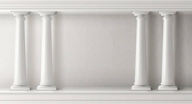 흰색 기둥이 있는 고대 그리스 건축 - stability architecture roman decoration stock illustrations