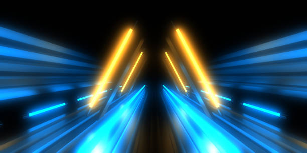 istock 3D abstract background with neon lights. 3d illustration 1214411641