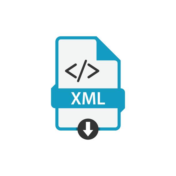 XML file document download vector XML file document download css button icon vector image. XML file icon flat design graphic vector extensible markup language stock illustrations