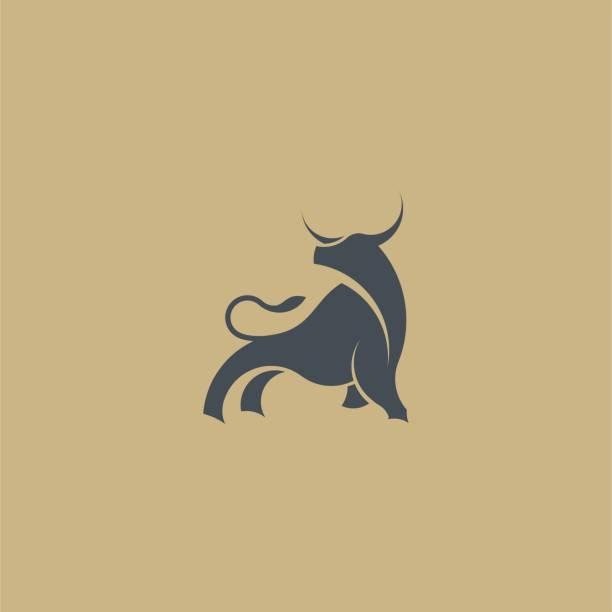 ilustraciones, imágenes clip art, dibujos animados e iconos de stock de ilustración del logotipo de creative bull silhouette - toro