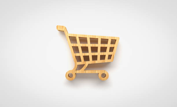 Empty Supermarket Shopping Cart Isolated on White, Online Shopping,