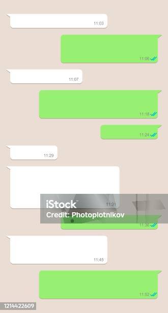 Social Network Chatting Window Template Message Bubbles Chat Messenger Screen With Conversation Box Vector Stock Illustration - Download Image Now