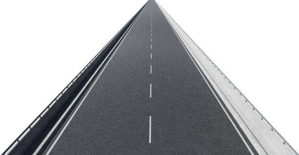 istock Top angle view of straight asphalt road 1214426346
