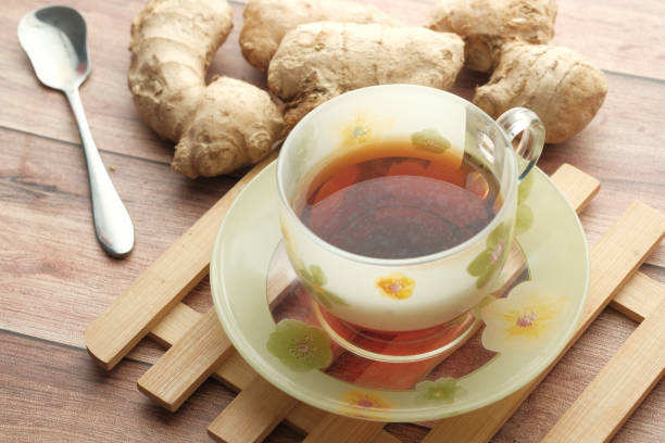 istock green tea with ginger on table, close up 1214426462