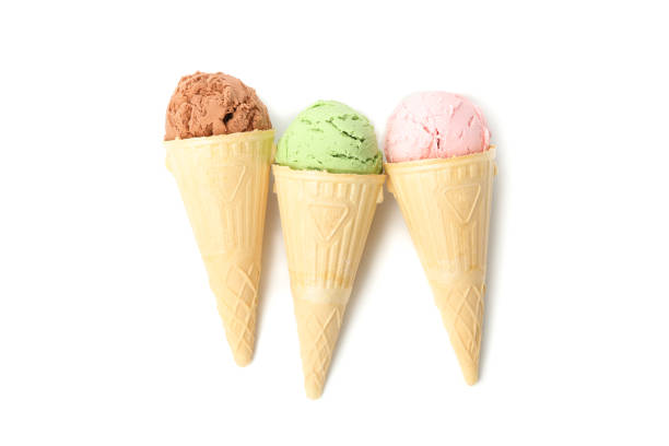 istock Ice cream in wafer cones isolated on white background 1214426587