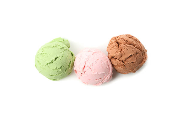 istock Ice cream balls isolated on white background 1214428056