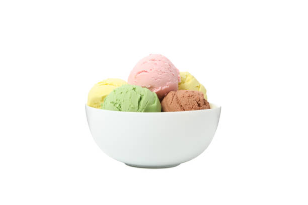 istock Bowl with ice cream balls isolated on white background 1214428119