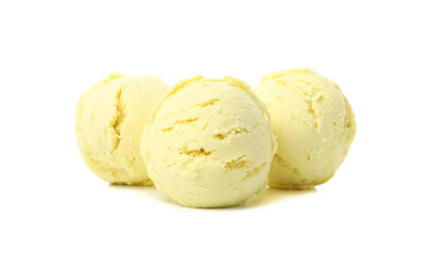 istock Ice cream balls isolated on white background 1214428407