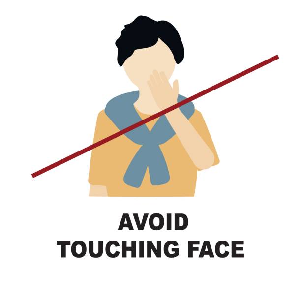 Avoid touching face Coronavirus sign. Prevention, Stop, quarantine, attention Covid-19, 2019-nCoV Novel Coronavirus. vector art illustration