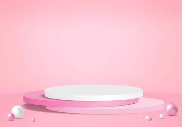 istock Background vector mockup 3d pink with podium and minimal pink wall scene, minimal abstract background 3d mockup abstract geometric shape pink pastel color. Stage for awards on website in modern. 1214431968