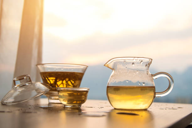 istock Chinese hot tea in a glass tea cup 1214438484