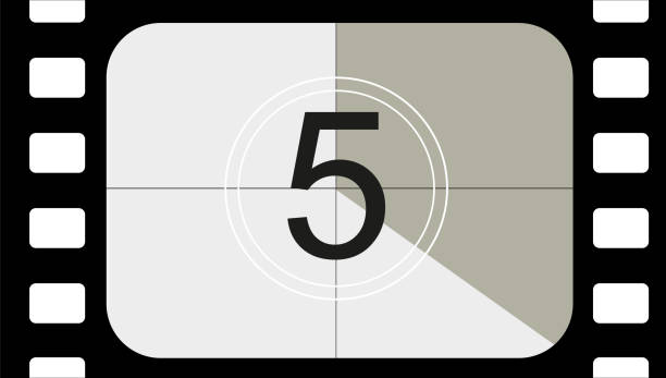 istock classic movie countdown frame at the number five. Vintage retro cinema. Abstract concept graphic element. Art design. 1214438869