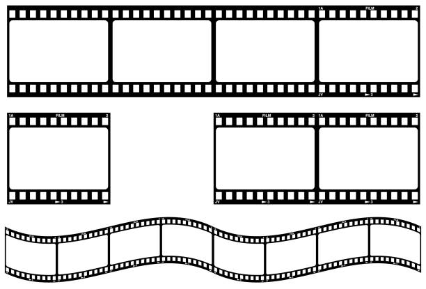 Movie Film strip in vector contact sheet stock illustrations