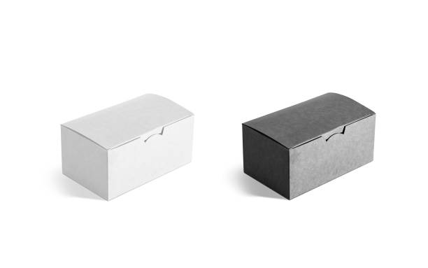 istock Blank black and white closed craft box mock up, isolated 1214443714