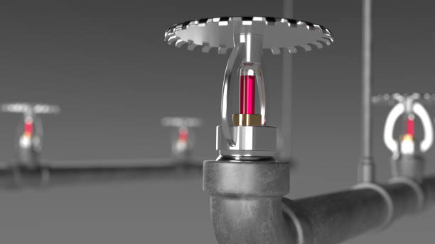 3D Automatic ceiling Fire Sprinkler at the Office stock photo
