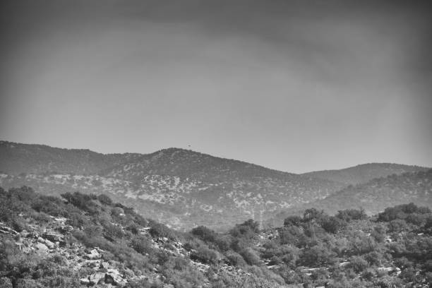 Mountain scrubland at Taghazout, a tourist area in Morocco that is receiving considerable investment in new hotels, apartments etc.