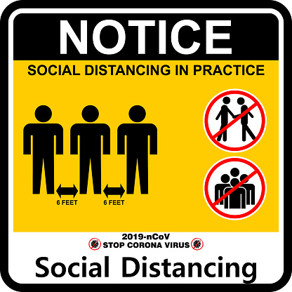 social distancing in practice, poster and banner