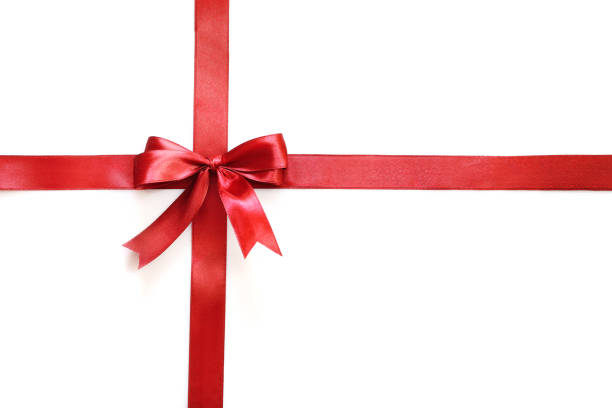 istock Shiny red satin ribbons with bow 1214448260