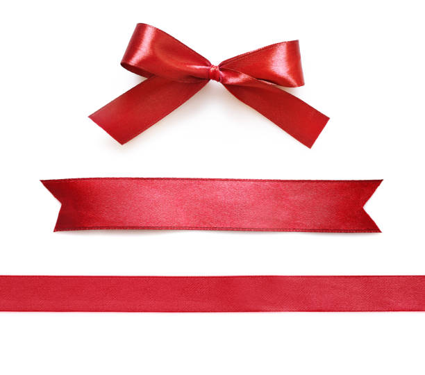 Shiny red satin ribbons and bow