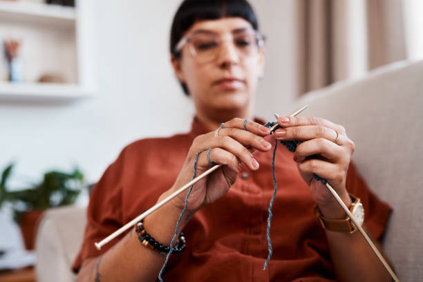 istock Nothing can disrupt the peace you feel while knitting 1214448421