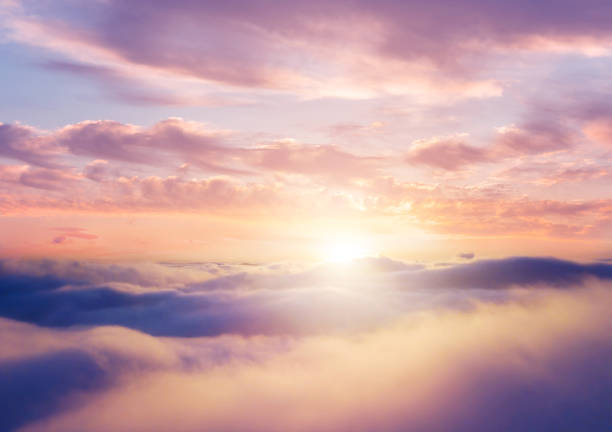 istock Beautiful sunrise cloudy sky from aerial view 1214449244