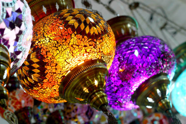 istock Turkish traditional mosaic lamps. 1214452394