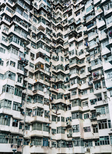 istock Crowded apartment building in Hong Kong, China 1214458206