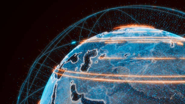 istock Futuristic global connections around the earth planet 1214458247