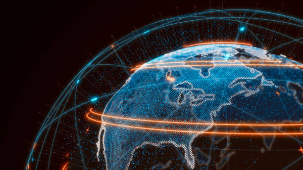 Futuristic global connections around the earth planet