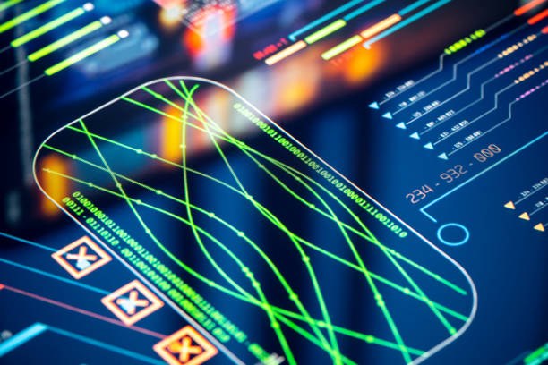 istock Research charts and graphs on digital LCD Display 1214461783