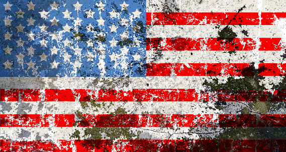 damaged distressed grungy USA flag, stars and stripes