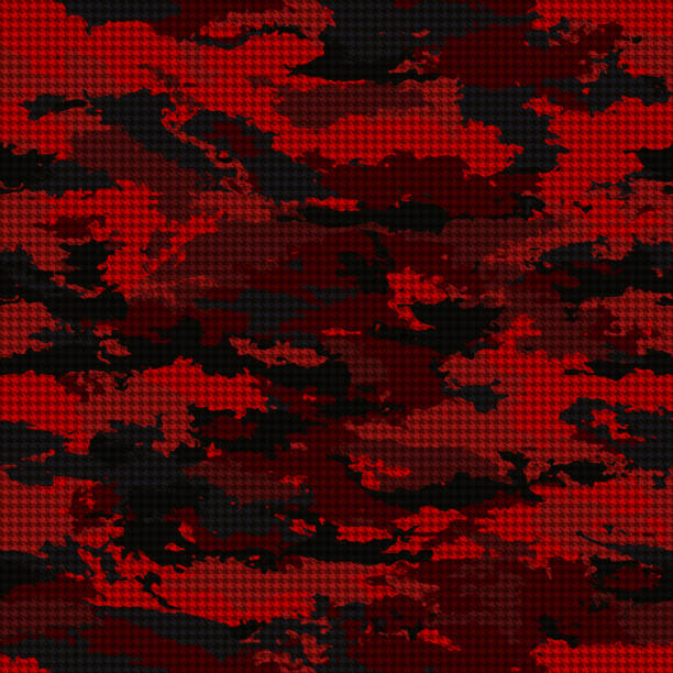 Vector camouflage seamless Seamless red pattern houndstooth camouflage background-vector illustration. Ornament of crows feet red camouflage pattern stock illustrations