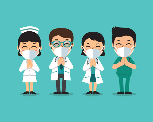 Ilustración de Médicos De Dibujos Animados Y Enfermeras Que Usan Máscaras  Protectoras y más Vectores Libres de Derechos de Personal de enfermería -  iStock