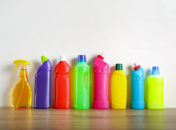istock Detergents in colorful bottles 1214476541