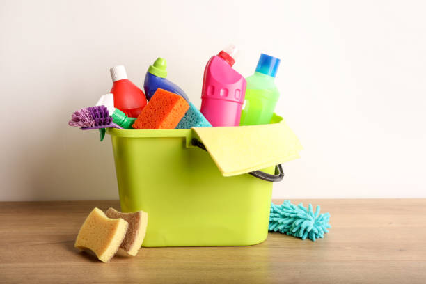 istock Bucket with household cleaning products 1214476559