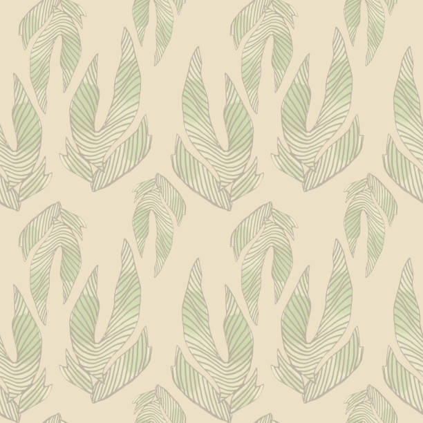 istock Seamless watercolor pattern with green succulents on beige background. Abstract desert plants, cactus with lines, doodles. Hand painted, textile surface for fabric print, stationery and gift paper wrap. 1214477898