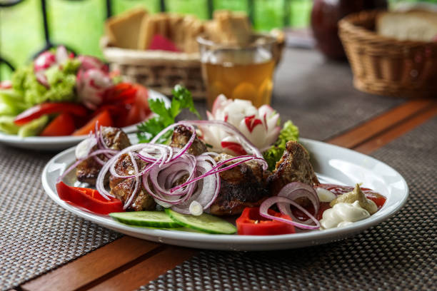 istock Barbecue with vegetables, sauce 1214478114