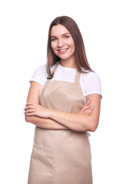 istock Young woman in apron portrait 1214479737