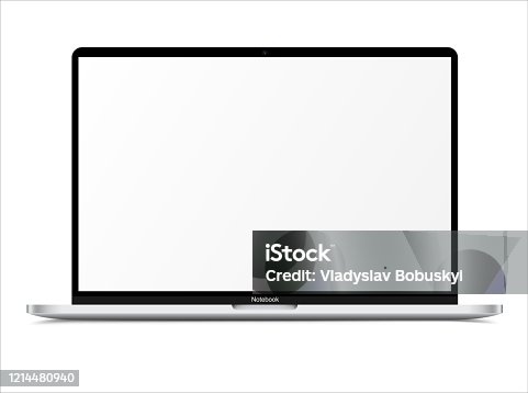 istock Realistic Silver White Notebook with Blank Screen. 16 inch Scalable Laptop computer. Can be Used for Project, Presentation. Blank Device Mock Up. Separate Groups and Layers. Easily Editable EPS Vector 1214480940