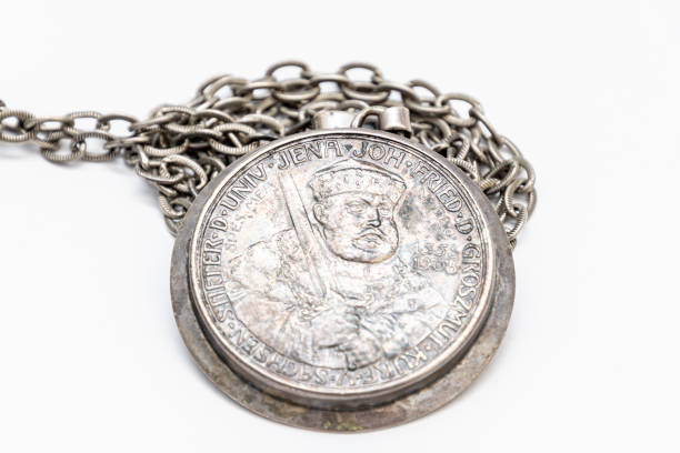 istock 5 Mark Silbermuenze 1908 Sachsen-Weimar-Eisenach 350 Years Uni Jena Back page silver coin at silver chain 1214482341